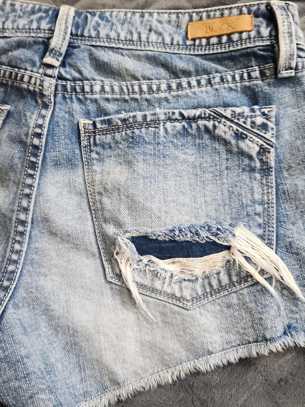 Buckle Light Blue Distressed Denim Shorts - Picture 5 of 7